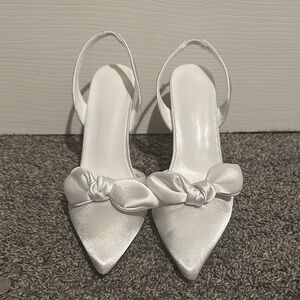White Bow Slingback Heels